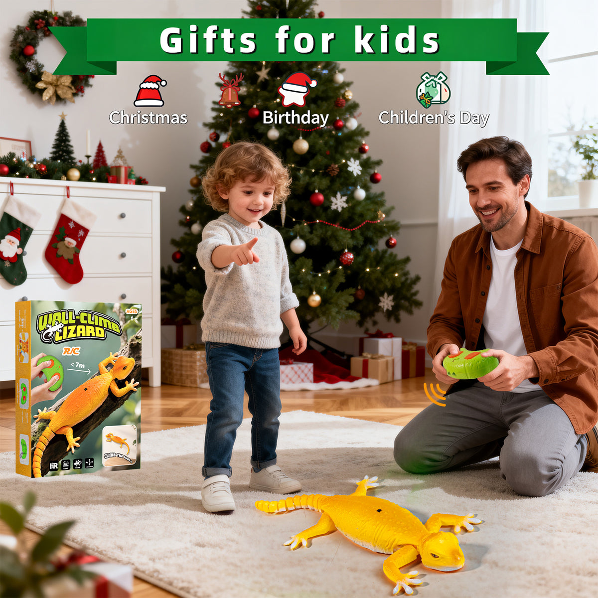 Remote-Controlled Wall-Climbing Gecko Toy – Electric Bionic Chameleon/Lizard – Color-Changing Wall-Climbing Toy for Boys